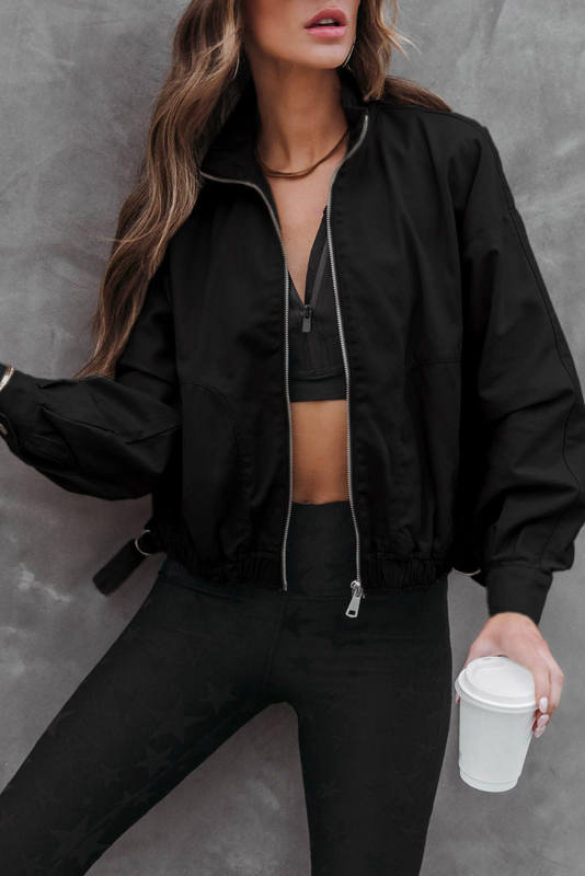 Black Solid Full Zipped Jacket LC8512802-2