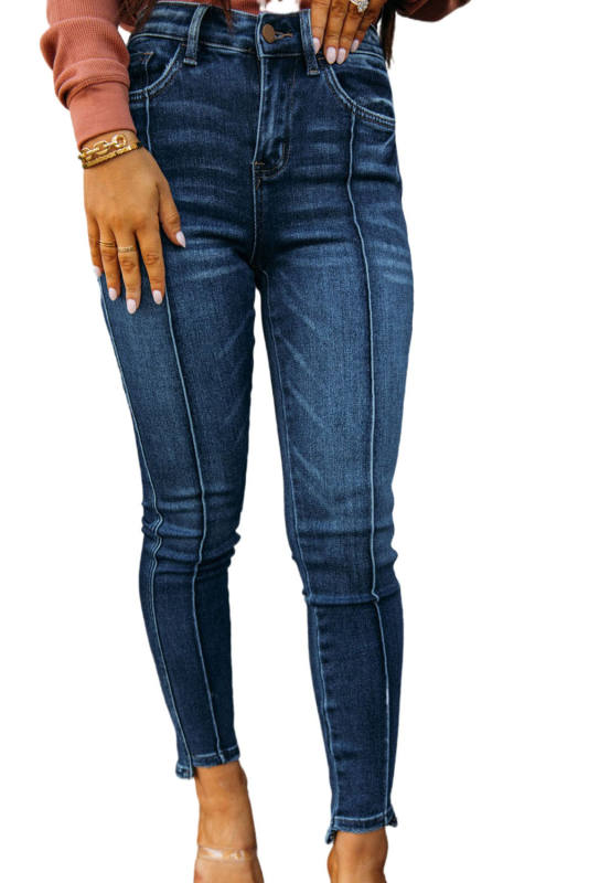 Blue Seamed High Waist Skinny Fit Jeans LC7873937-5