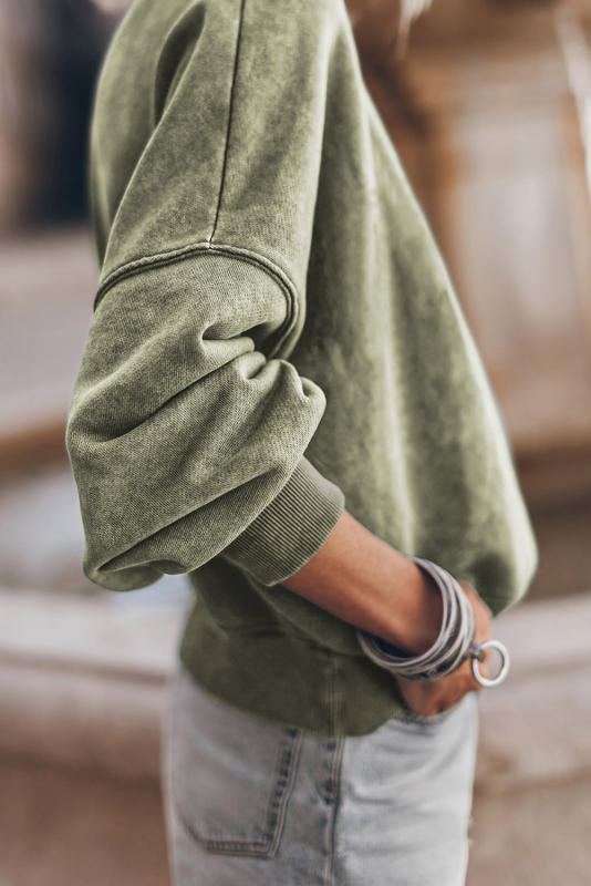 Green Drop Shoulder Crew Neck Pullover Sweatshirt LC25314590-9