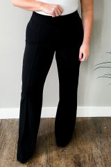 Black Exposed Seam Straight Leg Plus Size Pants