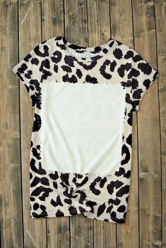 Leopard Blank Apparel- Leopard Bleached Graphic Short Sleeve Tee LC25220662-20