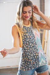 Leopard Chevron Print Tank Top LC2568531-20