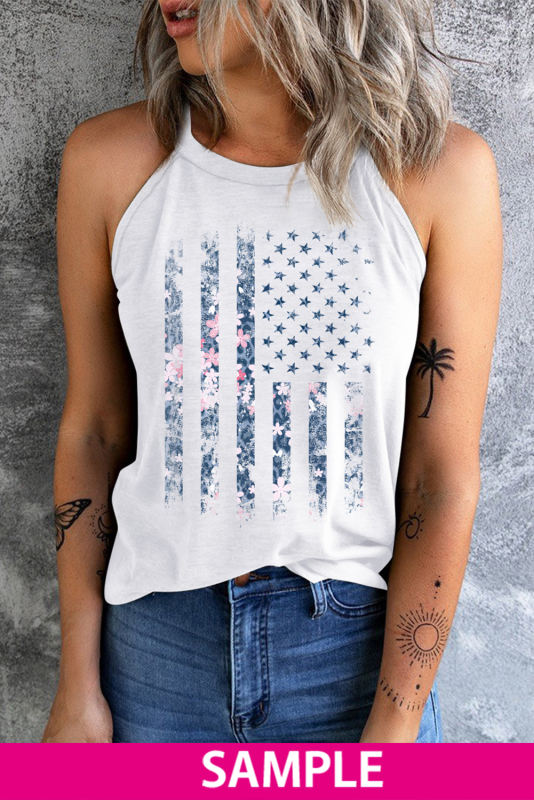 Blank Apparel - White Solid Color Crew Neck Tank Top BA2564998-1