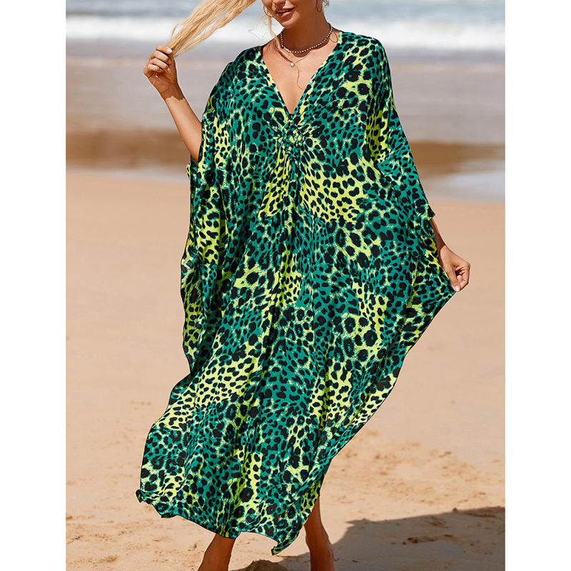 Dark Green Print Long Kinimo Beachwear TQL310062-36