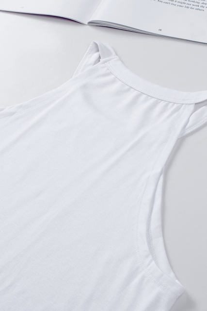 Blank Apparel - White Solid Color Crew Neck Tank Top BA2564998-1