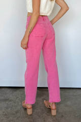 Pink Ankle-length Flare Leg Raw Hem Jeans LC7711675-10