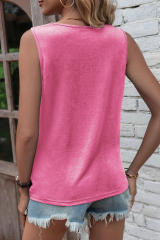 Rose Laser Cut Slits Twist Front Tank Top LC2569522-6