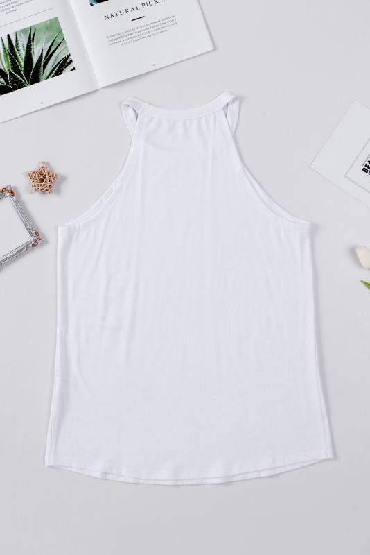 Blank Apparel - White Solid Color Crew Neck Tank Top BA2564998-1