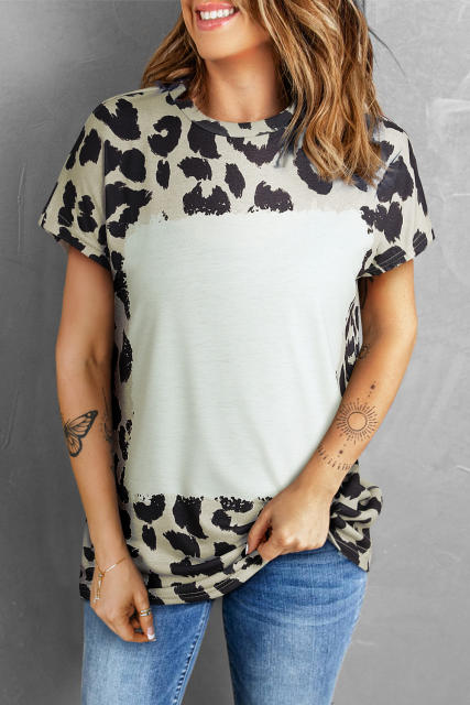 Leopard Blank Apparel- Leopard Bleached Graphic Short Sleeve Tee LC25220662-20