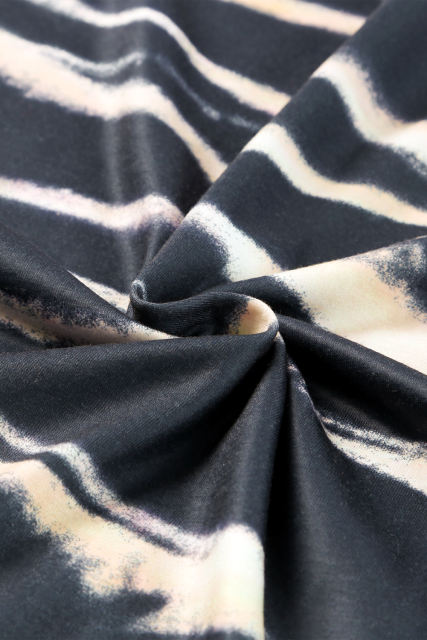 Blue Tie Dye Stripe Print Bleached T-Shirt LC25220327-5