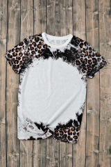 Leopard Mix Animal Print Bleached T Shirt LC25220458-20