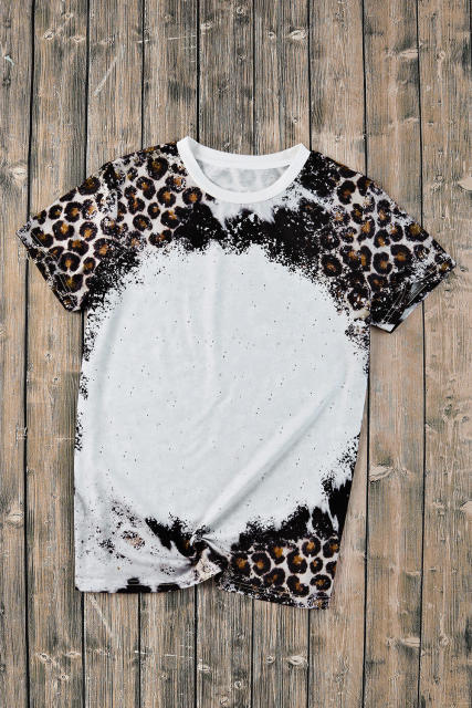 Leopard Mix Animal Print Bleached T Shirt LC25220458-20