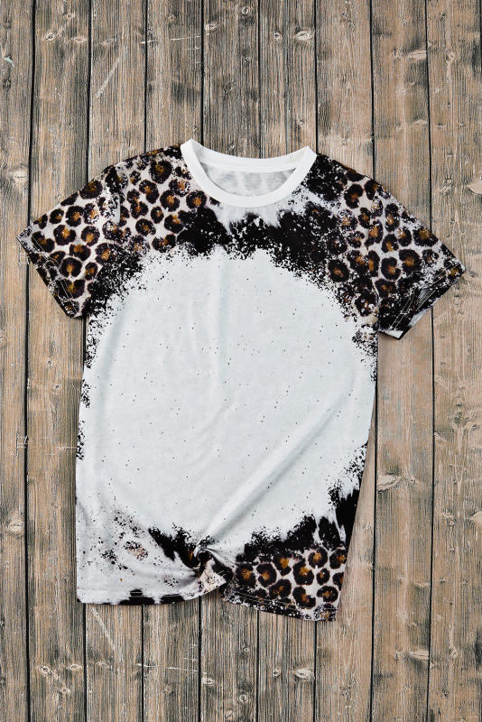 Leopard Mix Animal Print Bleached T Shirt LC25220458-20