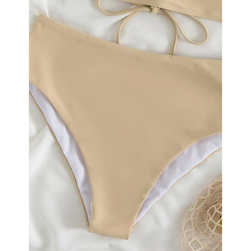 Apricot k Ruffle Sleevelss Drawstring Bikinis Set TQX610040-18