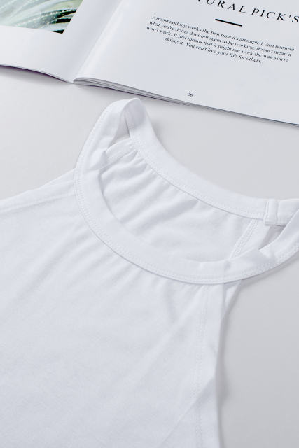 Blank Apparel - White Solid Color Crew Neck Tank Top BA2564998-1