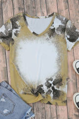 Brown Western Cow Spotted Bleached T Shirt LC25220457-17
