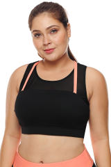 Coral Strap Detail Black Yoga Crop Top