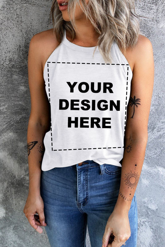 Blank Apparel - White Solid Color Crew Neck Tank Top BA2564998-1