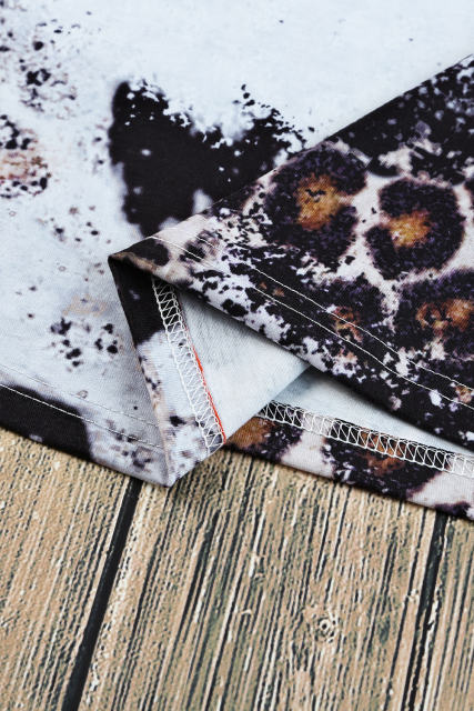Leopard Mix Animal Print Bleached T Shirt LC25220458-20