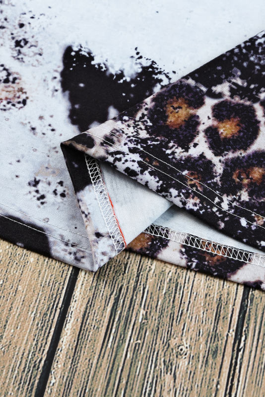 Leopard Mix Animal Print Bleached T Shirt LC25220458-20