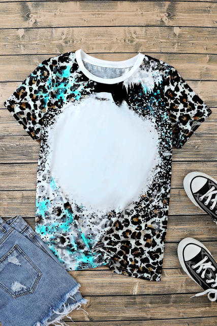 Leopard Blank Apparel- Western Fashion Bleached T-Shirt LC25220683-20