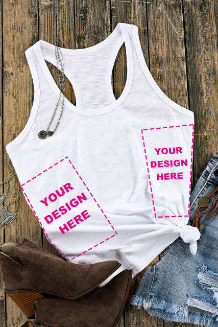 Blank Apparel - White Scoop Neck Basic Solid Tank Top BA256372-1