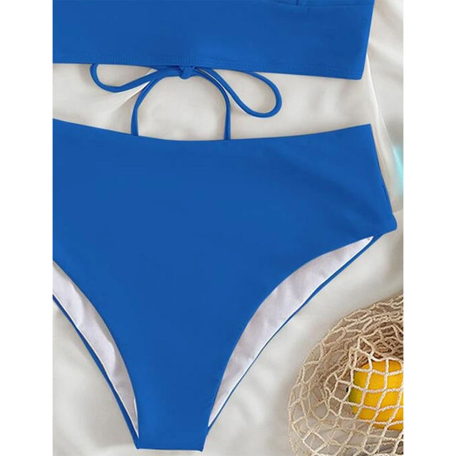 Royal Blue Ruffle Sleevelss Drawstring Bikinis Set TQX610040-62