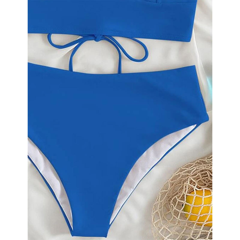 Royal Blue Ruffle Sleevelss Drawstring Bikinis Set TQX610040-62