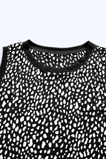 Black Leopard Print Round Neck Tank Top LC2568312-2