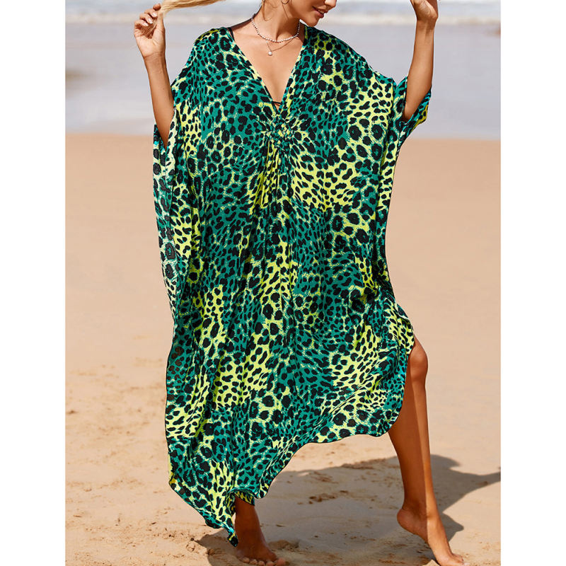 Dark Green Print Long Kinimo Beachwear TQL310062-36
