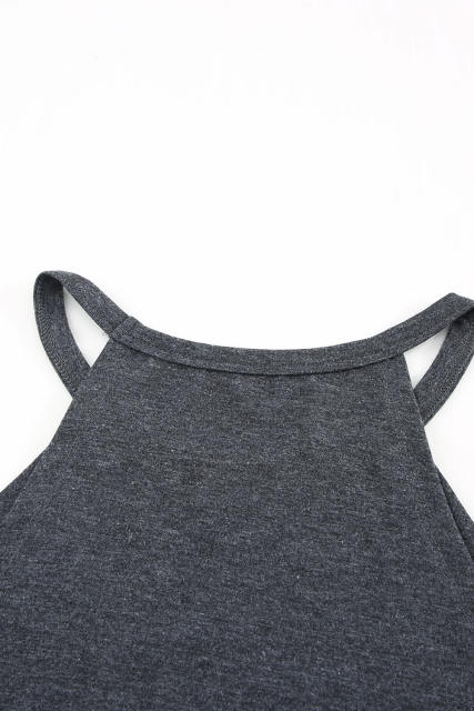 Blank Apparel - Grey Solid Color Crew Neck Tank Top BA2564998-11