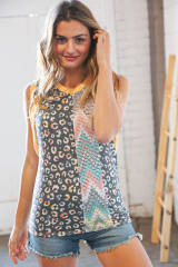Leopard Chevron Print Tank Top LC2568531-20