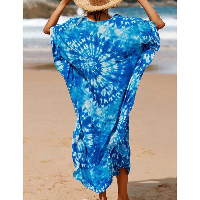 Royal Blue Print Long Kinimo Beachwear TQL310062-62