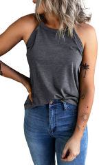 Blank Apparel - Grey Solid Color Crew Neck Tank Top BA2564998-11