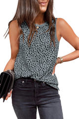 Gray Leopard Print Round Neck Tank Top LC2568312-11