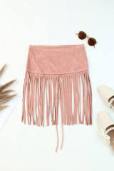 Pink Tassel Drawstring Bandeau Crop Tank Top LC2567900-10
