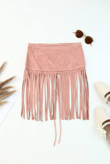 Pink Tassel Drawstring Bandeau Crop Tank Top LC2567900-10