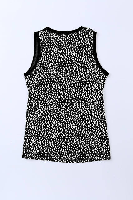 Black Leopard Print Round Neck Tank Top LC2568312-2