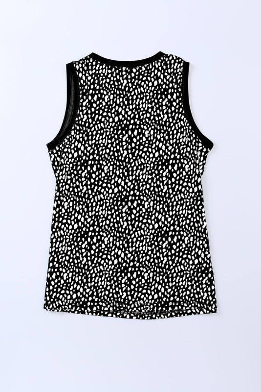 Black Leopard Print Round Neck Tank Top LC2568312-2