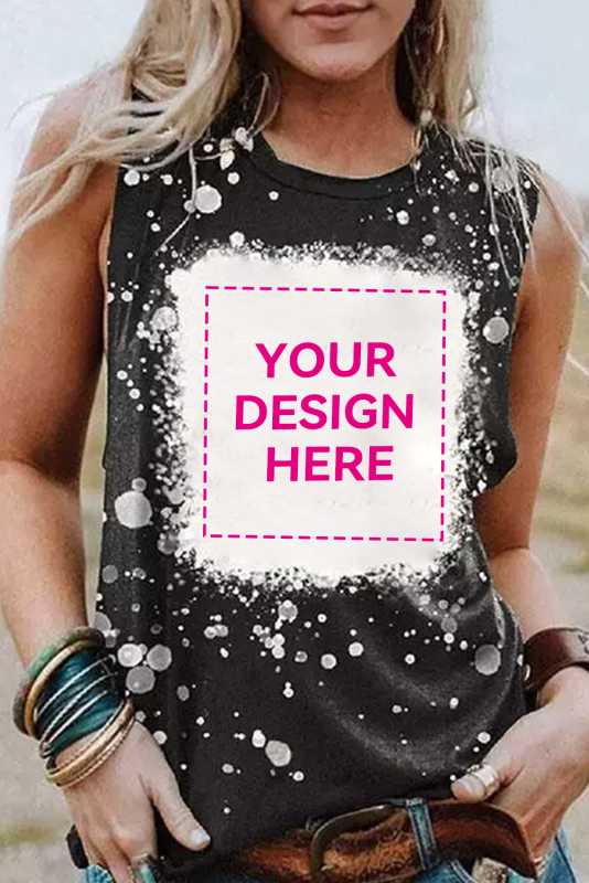 Black Blank Apparel- Bleached O-neck Tank Top LC2568702-2