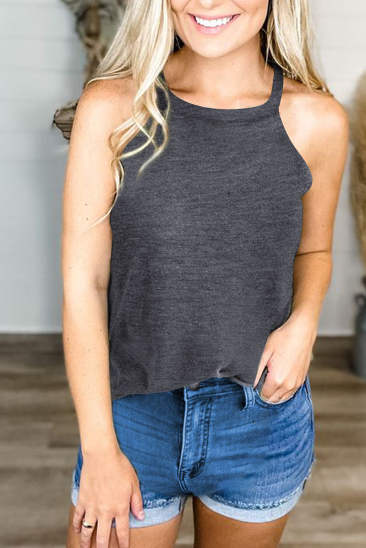 Blank Apparel - Grey Solid Color Crew Neck Tank Top BA2564998-11