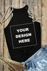 Blank Apparel - Black Solid Color Crew Neck Tank Top BA2564998-2