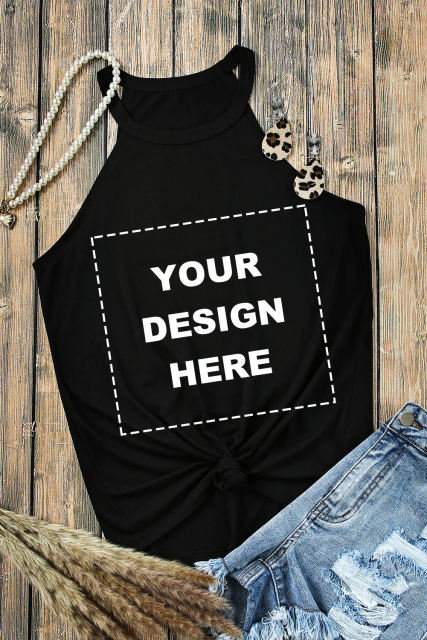 Blank Apparel - Black Solid Color Crew Neck Tank Top BA2564998-2