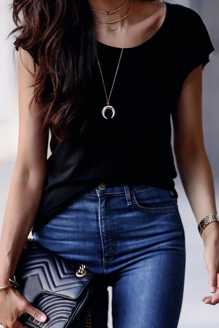 Black Hollow-out Back Cap Sleeve T-shirt LC25219425-2