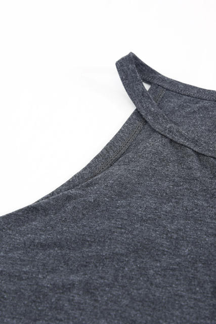 Blank Apparel - Grey Solid Color Crew Neck Tank Top BA2564998-11