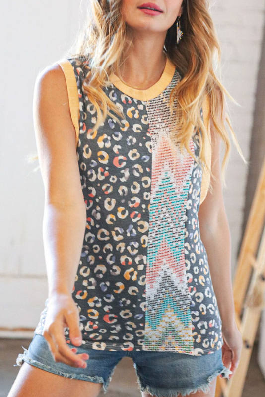 Leopard Chevron Print Tank Top LC2568531-20