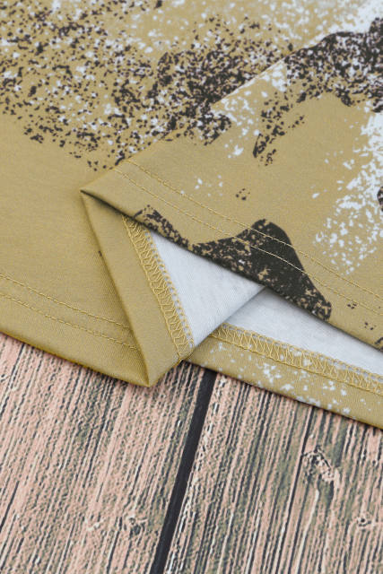 Brown Western Cow Spotted Bleached T Shirt LC25220457-17