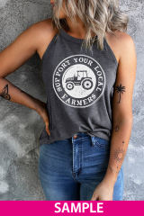 Blank Apparel - Grey Solid Color Crew Neck Tank Top BA2564998-11