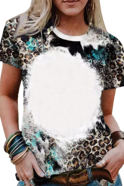 Leopard Blank Apparel- Western Fashion Bleached T-Shirt LC25220683-20