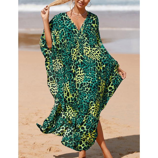 Dark Green Print Long Kinimo Beachwear TQL310062-36